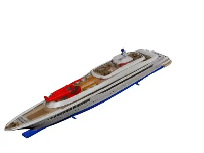 Helicopter Luxury Yacht Modern Multi-Deck Super Yacht 3D model
