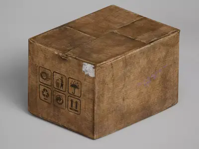 Realistic Dirty Cardboard Low-poly 3D model