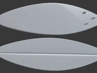 Surfboard pair of ovals Low-poly 3D model