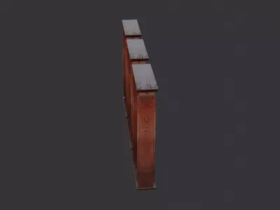 Three Panel Ornate Wood Window Low-poly 3D model