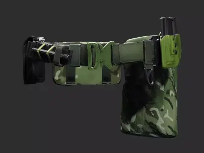 Modern Tactical Battle Belt  Multicam and Green Low-poly 3D model