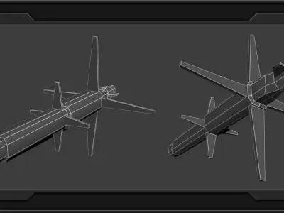 Sci-fi Missiles set Low-poly 3D model