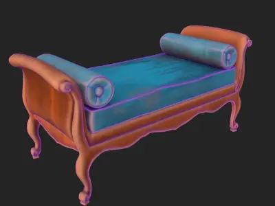  Vintage bench Low-poly 3D model