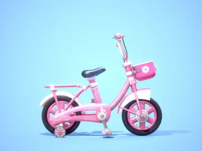 Game Ready Cartoony Bicycle Low-poly 3D model