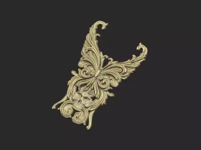 butterfly skull death die insect pattern baroque pattern design 3D print model purchase