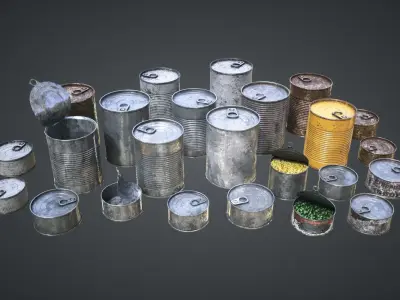 Cans Pack Low-poly 3D model