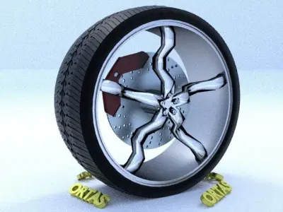 ORTAS CAR RIM 18 GAME READY RIM TIRE AND DISC 3D model