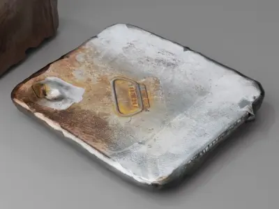 Low-Poly Scanned Grunge Metal Box with a lid  3D model