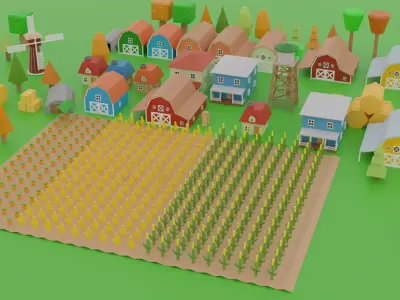 Cartoon Farm - Simple Assets Low-poly 3D model