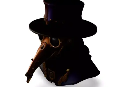 Steampunk Plague Doctor Bust Low-poly 3D model