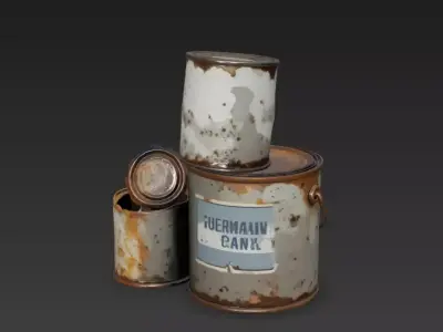 Rusty Damaged Paint Cans  Post-Apocalyptic Wasteland Prop 3D model