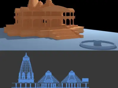 Low poly model of a Temple   Low-poly 3D model