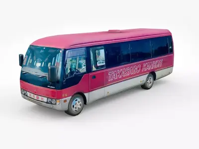 Mitsubishi Rosa Fuso 2007 lowpoly bus Low-poly 3D model