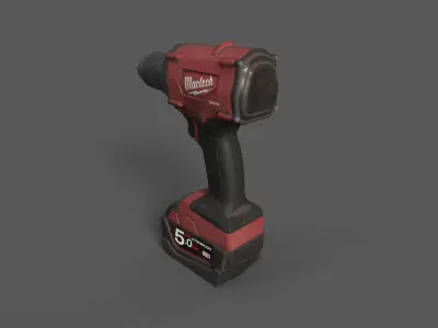 cordless screwdriver Low-poly 3D model