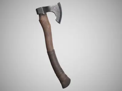 Curved Axe Low-poly 3D model