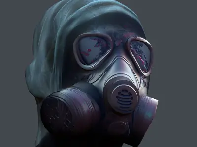 Gas mask helmet 3d model military combat fantasy  Low-poly 3D model 16