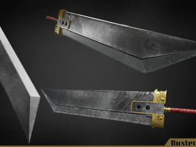 Final Fantasy VII Buster Sword Low-poly 3D model