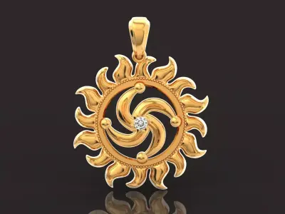sun pendant Slavic symbols 1155 3D print model