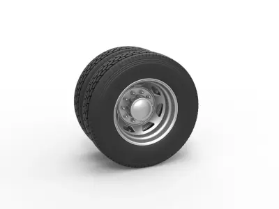 7 Hole rear wheel of old school truck Scale 1 to 25 3D print model