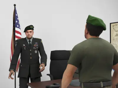 Military Barracks - Scene 3 Low-poly 3D model