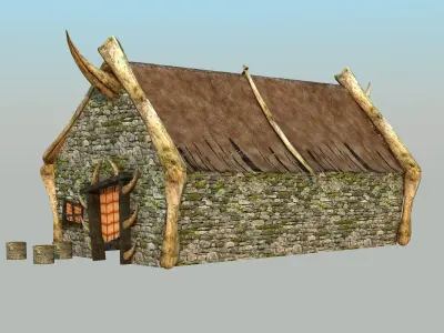 Old tent house Low-poly 3D model