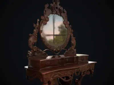 Dusty Antique Vanity Low-poly 3D model