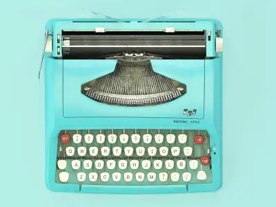 Vintage Typewriter Low-poly 3D model