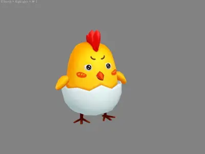 Cartoon chicken Low-poly 3D model buy