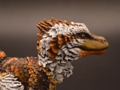 Chibi feathered velociraptor STL for printing 3D model