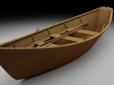 Wooden Boat Low-poly 3D model
