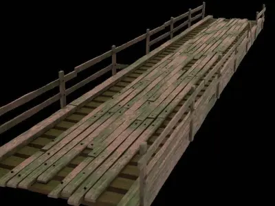Narrow Wooden Bridge Free 3D model