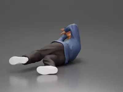 Man Lying on the Ground Defending Himself from an Attack 3D print model