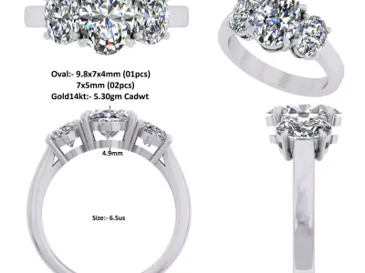 Oval Stone Engagement Ring 3D print model purchase