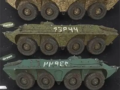 Functional - 6 Versions  APC  Military Vehicle Low-poly 3D model