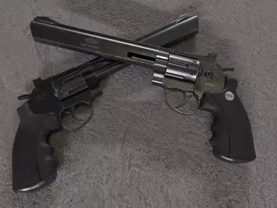 pistol Gletcher SW B6 Low-poly 3D model