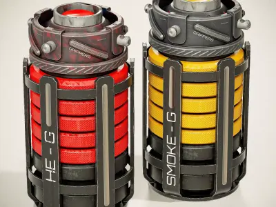 Sci-fi Grenades V8 Low-poly 3D model