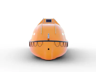 Orange Lifeboat - Rescue boat Low-poly 3D model