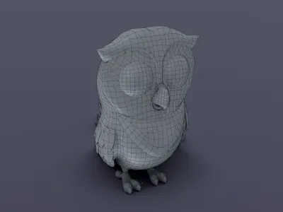 Cartoon Owl Rigged Base Mesh 3D Model Low-poly 3D model