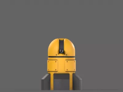 PBR Turret Gun 06 Yellow Low-poly 3D model