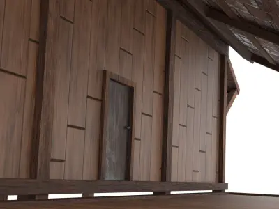 Thai wooden house Low-poly 3D model
