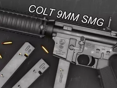 Colt 9mm SMG - R0991 - R0992 - AR6951 Carbine - Game Asset Low-poly 3D model