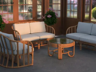  Victorian Style Greenhouse with Furniture and Flowers 