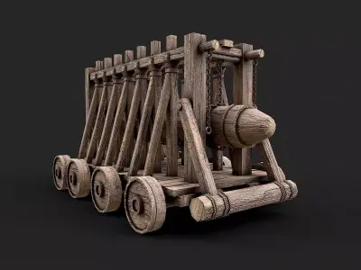 Medieval Siege Wooden Battering Ram 1 Low-poly 3D model