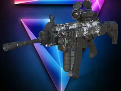 M-4 Camouflage Rifle low-poly   Low-poly 3D model