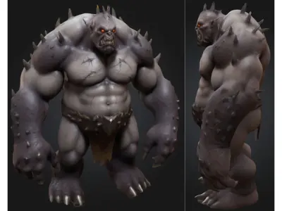 Mutant Ogre with Spikes Low-poly 3D model