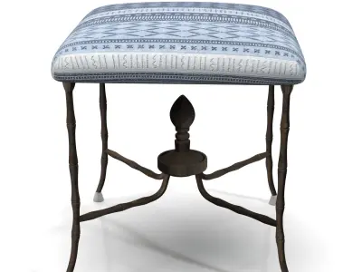 Antique Metal Stool With Seat Covered PBR 3D model