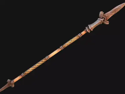Medieval Wooden Spear Armory Weapon Low-poly 3D model