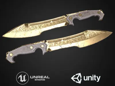 Combat Knife Low-poly 3D model 13
