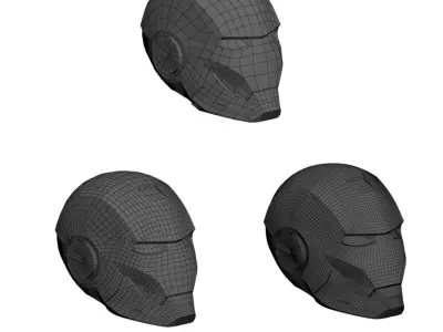 Iron man helmet base mesh Low-poly 3D model