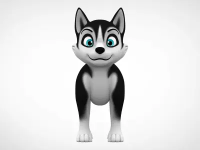 Husky Puppy Low-poly 3D model